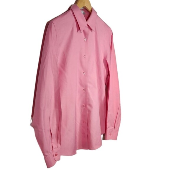 Foxcroft Top Shaped Fit Pinpoint Essential No Iron Shirt Wrinkle Free Pink 8 - Picture 3 of 9